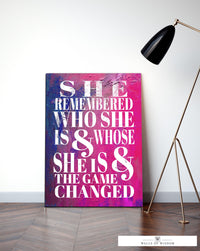 She Remembered Who She Was - Bright Pink Motivational Christian Wall Art Canvas