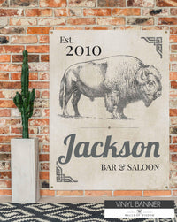 Buffalo Bar & Grill Backyard Decor - Personalized Outdoor Bar Vintage Vinyl Sign