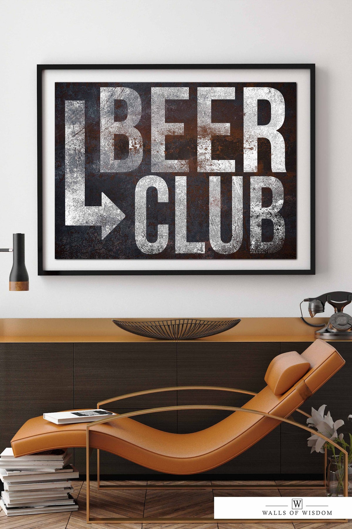Retro " Beer Club" Bar Sign Poster - Beer Sign Print for Home Bar
