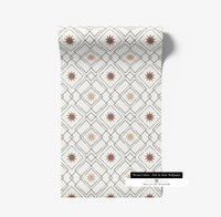 Modern Western Geometric Removable Wallpaper: Black, Cream & Brown Western Stars