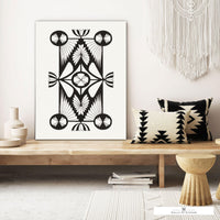 Chic black and white boho western canvas sign, perfect for contemporary home interiors