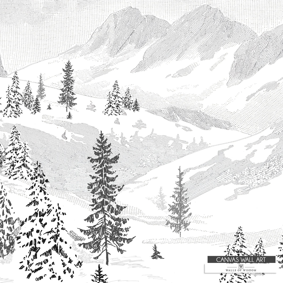 Minimalist mountain scene canvas print for modern and Western homes
