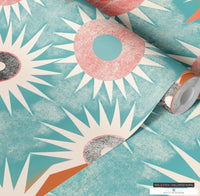 Vibrant Teal Western Cowboy Wallpaper Perfect for Colorful Home Decor