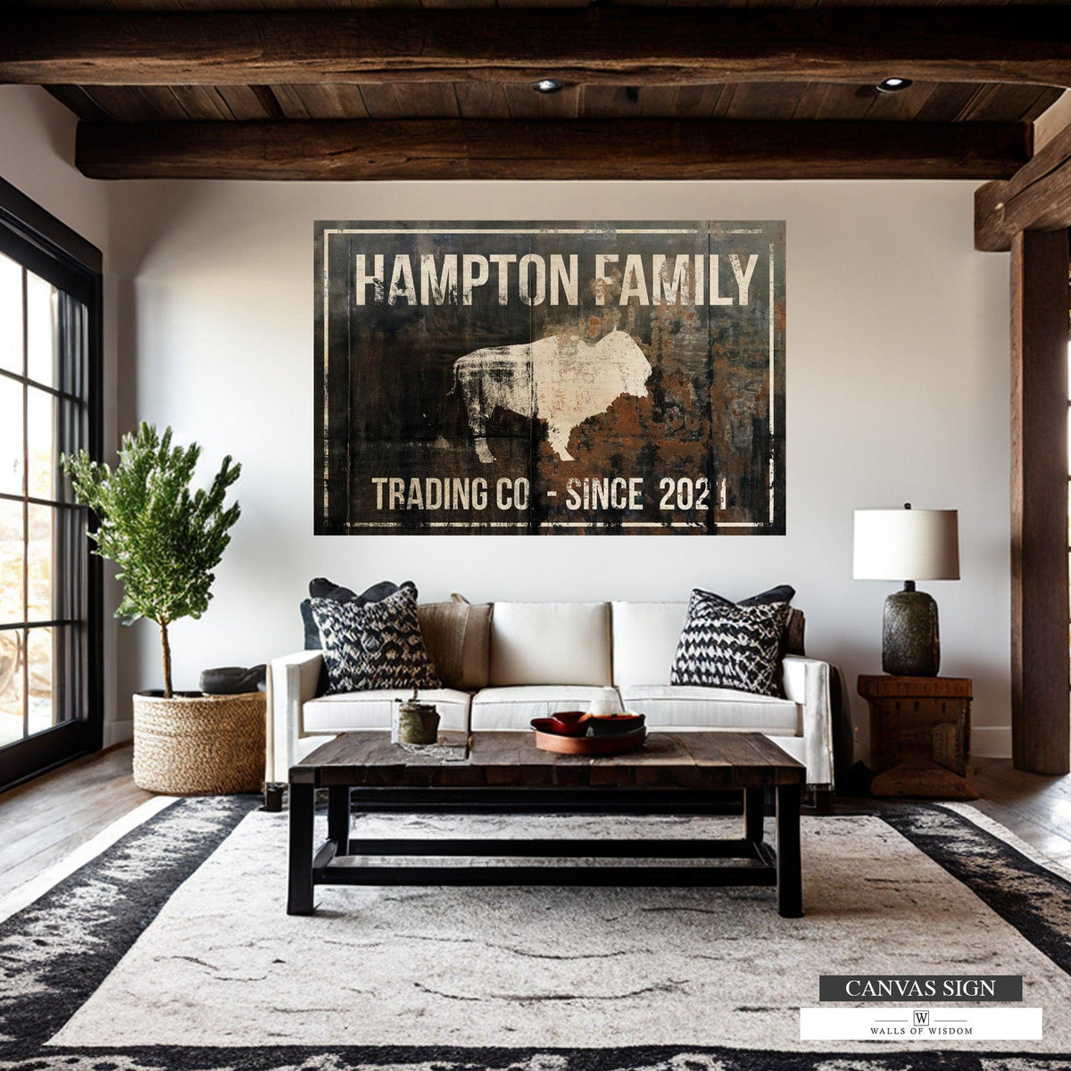 Personalized Bohemian Buffalo Name Sign Canvas Wall Art -  NLSC0113
