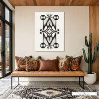 Modern Western Boho Canvas Sign - Black & White Monochrome Wall Art