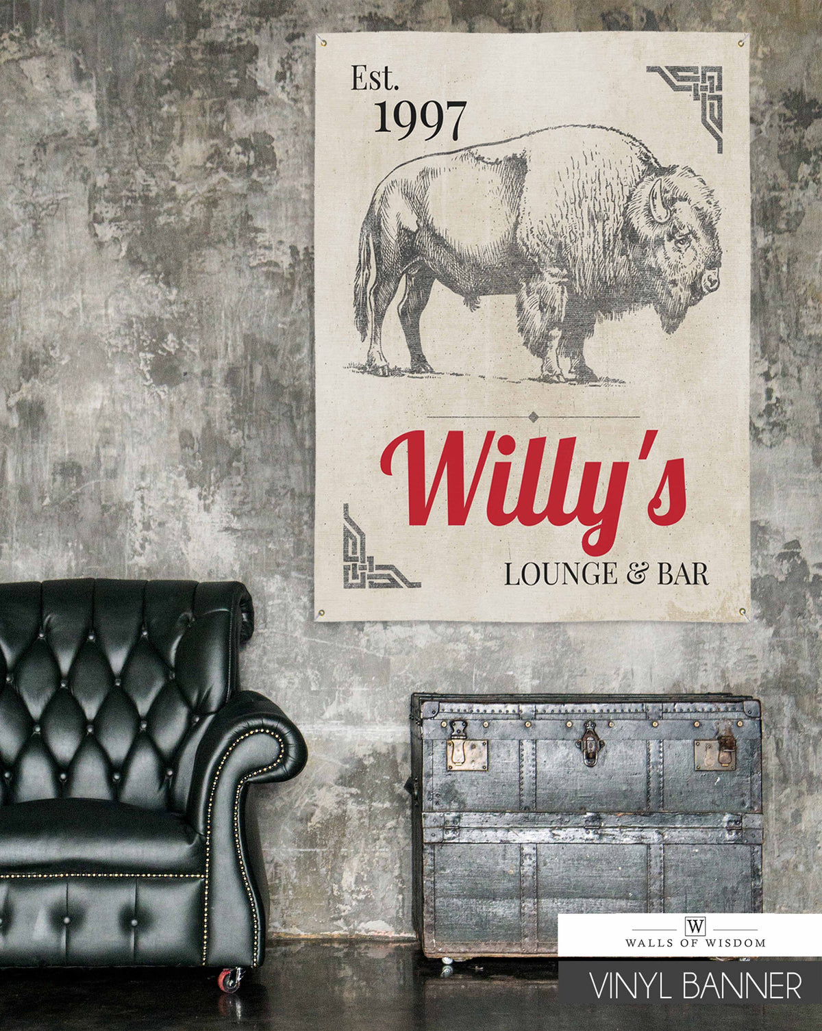 Rustic Bison Decor for Your Home Bar and Outdoor Lounge - Distressed Details