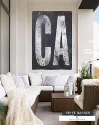 CA State Industrial Style Wall Art: Backyard Vinyl Decor - Vintage California Home State Decor