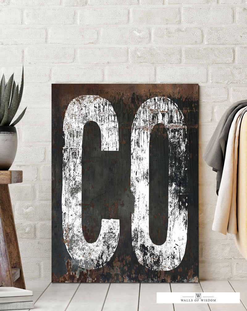 Colorado State Rustic Southwest Canvas Wall Art - CO Home State Sign Western Style Print