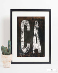 State of California Vintage Poster Print - CA Home State Rustic Bar Decor