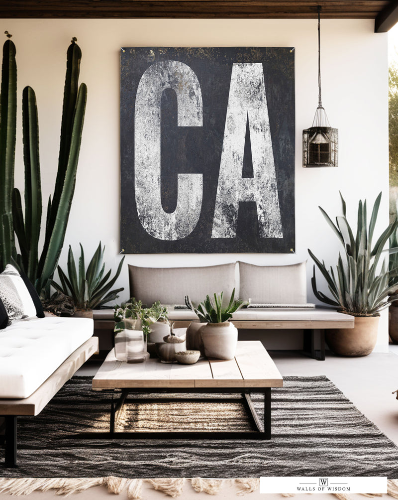 California Home State Outdoor Sign Vinyl Banner - West Coast Backyard Bar Decor