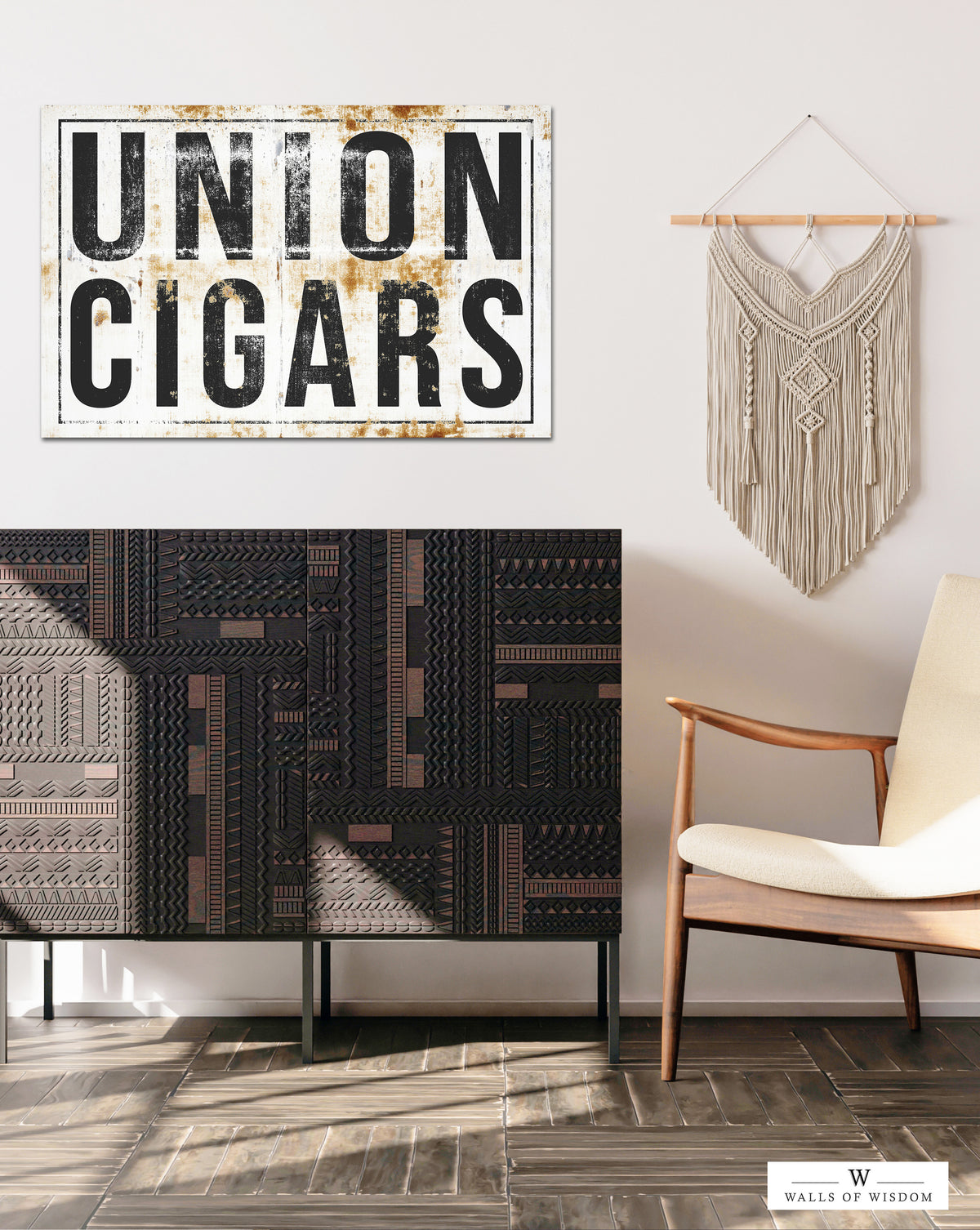 Vintage Cigar Bar and Lounge Sign Canvas Wall Art  - Cocktail Bar Sign