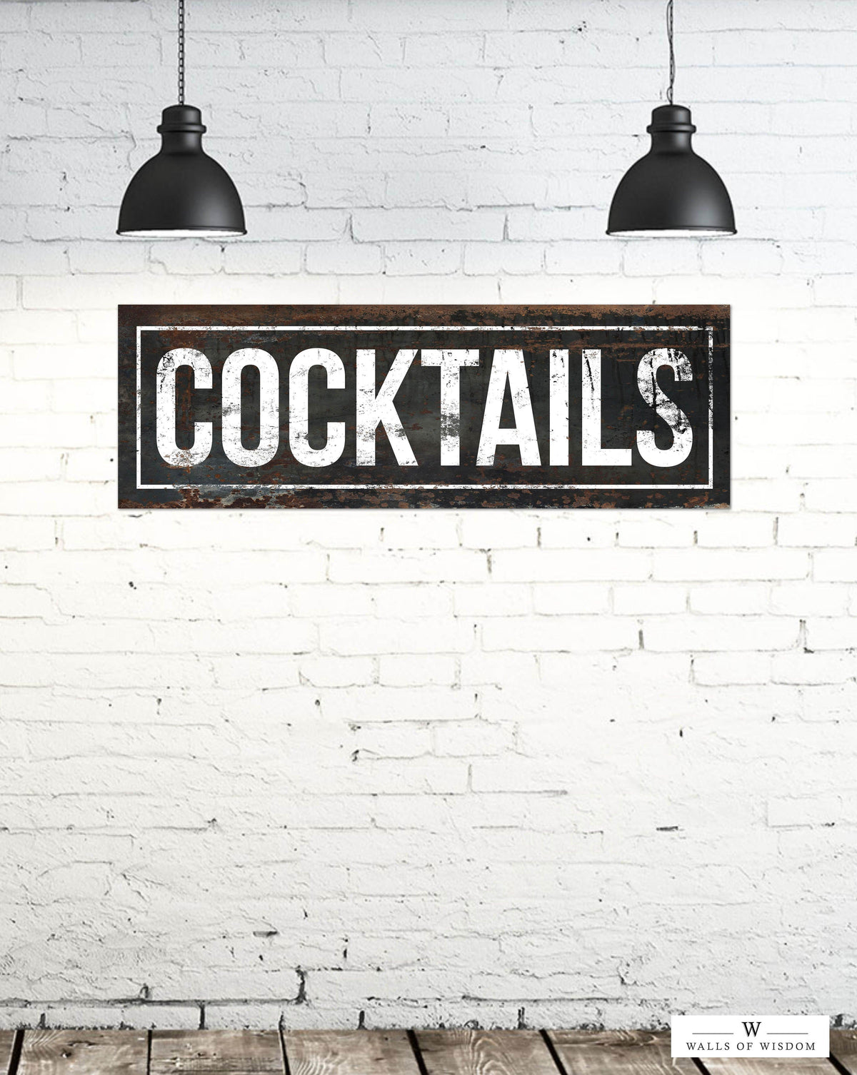 Vintage Cocktail Bar Home Bar Decor Cocktails Sign in Black