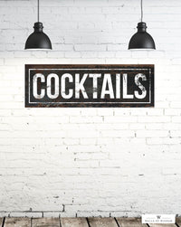 Vintage Cocktail Bar Home Bar Decor Cocktails Sign in Black