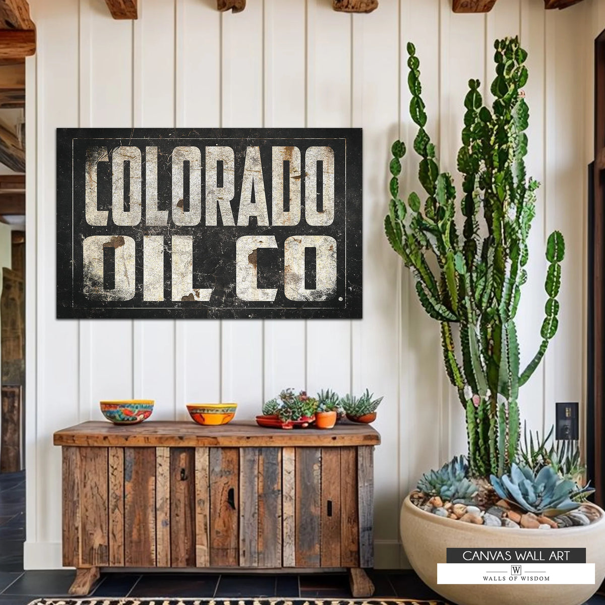 Industrial Western canvas print celebrating Colorado’s rich oilfield history with vintage-inspired design
