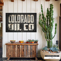 Industrial Western canvas print celebrating Colorado’s rich oilfield history with vintage-inspired design