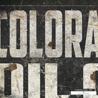Rustic oil company Colorado Cowboy sign wall art with an antique look, ideal for workspaces, man caves, and home offices.