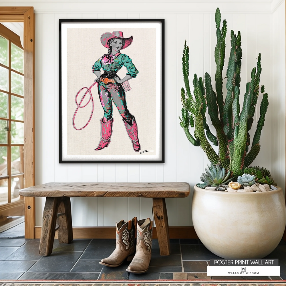Boss Mare – Fierce Cowgirl Pinup Wall Art with Lasso