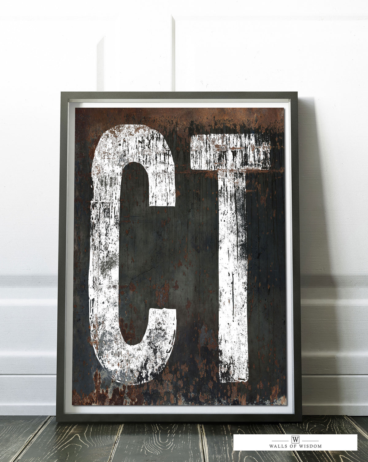 Connecticut Home State Poster Wall Art - CT State Sign Western Style Vintage Print Art