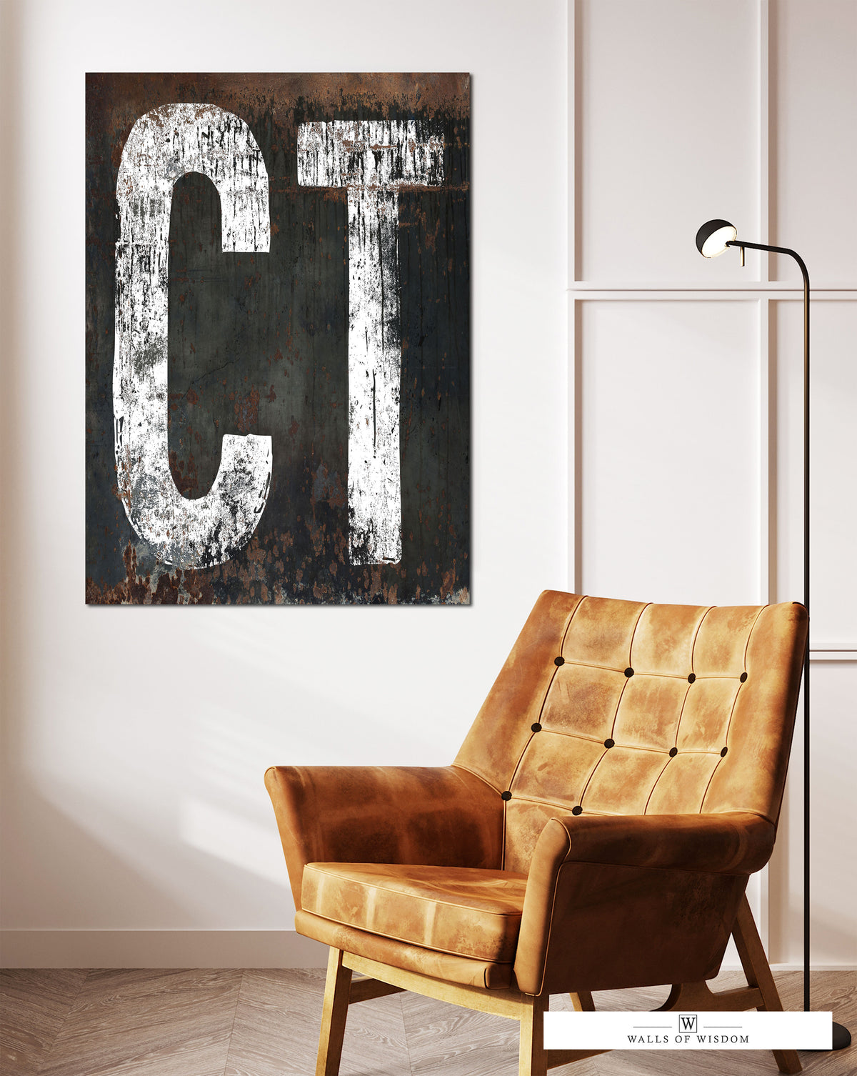 Connecticut Home State Rustic Western Canvas Wall Art - CT State Sign Vintage Style Wall Art Print