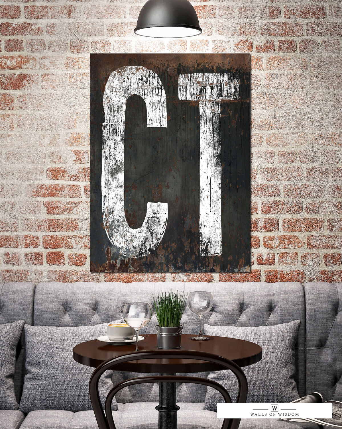 Connecticut Home State Rustic Western Canvas Wall Art - CT State Sign Vintage Style Wall Art Print