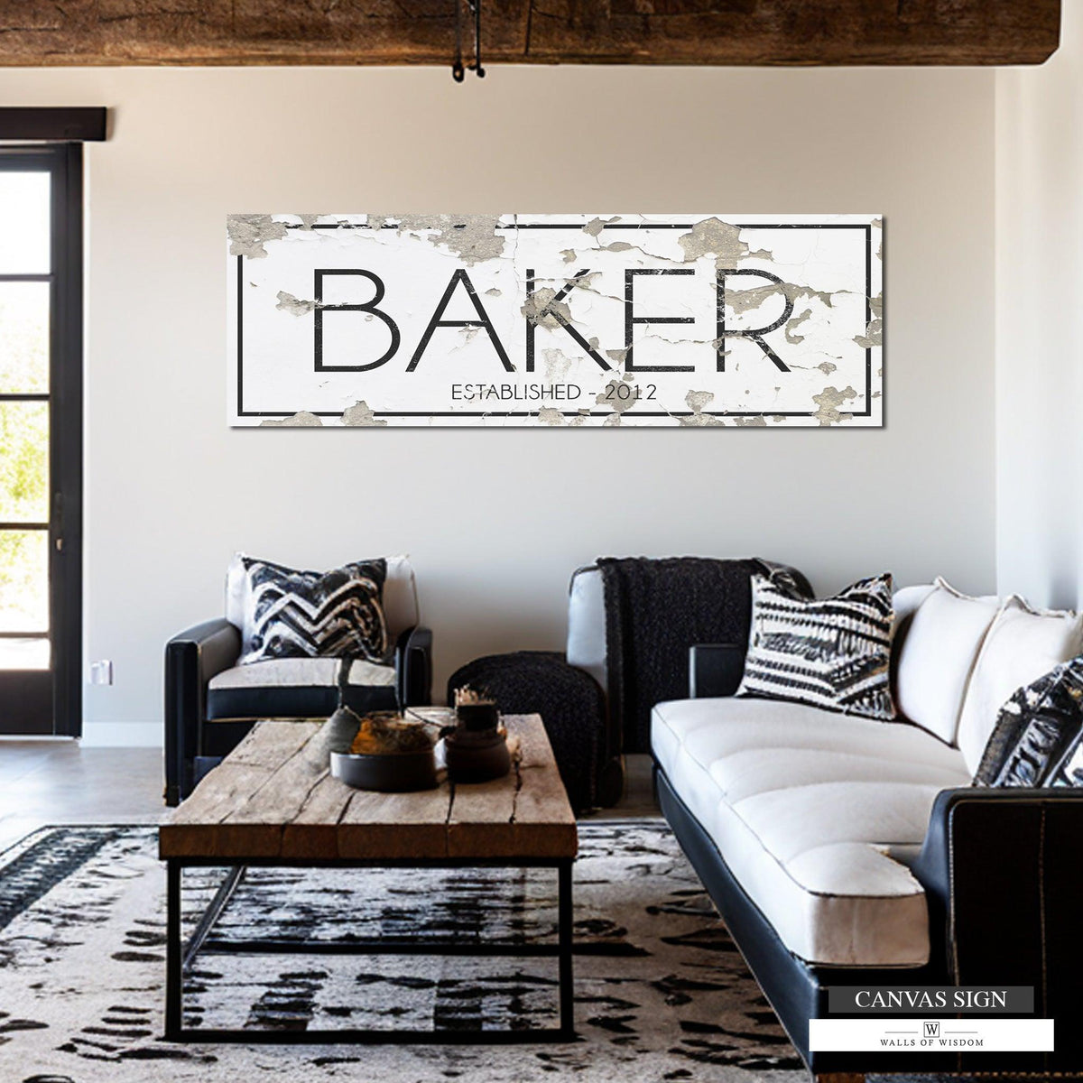 White Chippy Personalized Farmhouse Canvas Wall Art  NLSC0124