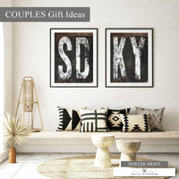 Gifts for Couples New Home Rustic Black Home State Art
