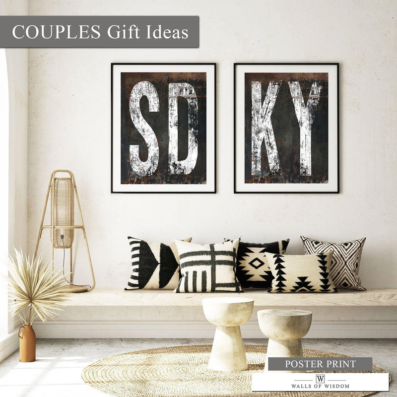 Gifts for Couples New Home Rustic Black Home State Art