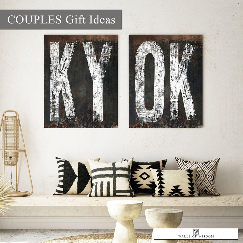 Kentucky State Typography Wall Art - Vintage Industrial & Farmhouse Fusion, Authentic KY Home Canvas