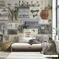 Boho Cowgirl Collage Vintage Western Wallpaper