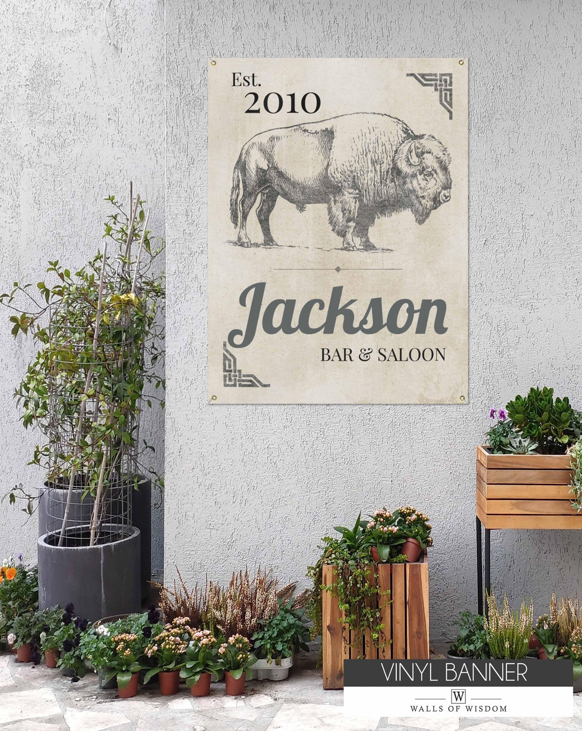 Buffalo Bar & Grill Backyard Decor - Personalized Outdoor Bar Vintage Vinyl Sign