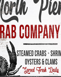 North Pier Crab Company Beach House Poster Art - Vintage Beach Signage Print