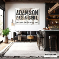 Personalized Vintage Bar Sign Canvas Art - Personalized Farmhouse Decor Wall Art