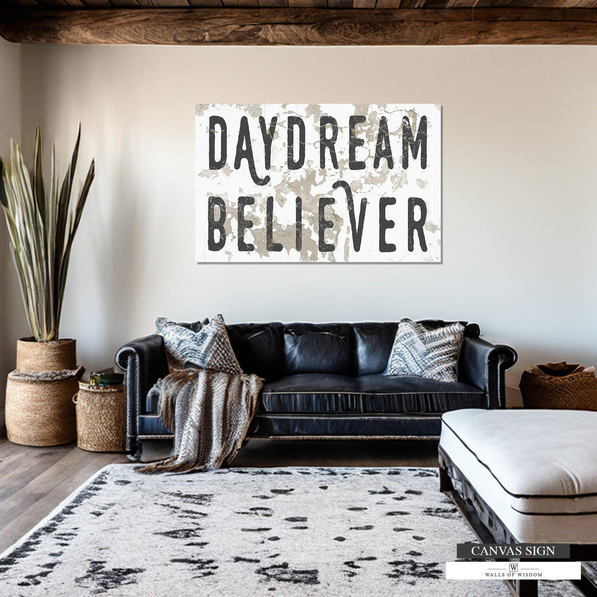 Chippy Daydream Believer White Canvas Wall Art - LC75