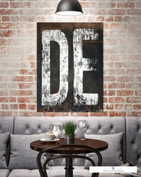 Delaware Home State Typographic Canvas Wall Art - DE State Rustic Western Style Art Print