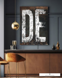 Delaware Home State Typographic Canvas Wall Art - DE State Rustic Western Style Art Print