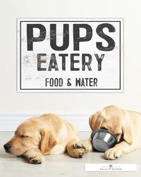 Pups Eatery Dog Room Food Sign Canvas Wall Art - Pet Room Decor