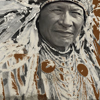 Large Native American-inspired headdress canvas print, perfect for Southwestern and cowboy-themed interiors.