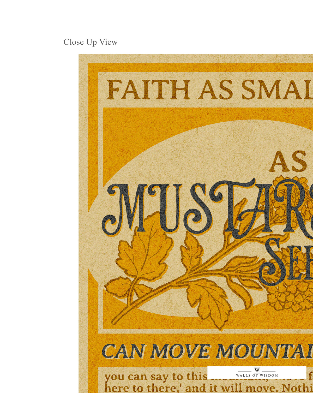 Vintage Mustard Seed Faith Typography Poster- Matthew 17:20 Inspirational Quote - Religious Wall Art