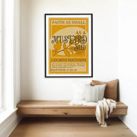 Inspirational Bible verse poster with retro design and elegant lettering