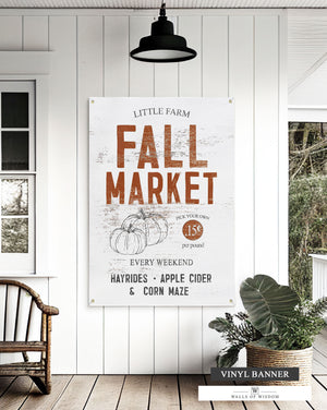 Vintage Fall Market Sign - Rustic Outdoor Decor Renter Friendly Porch