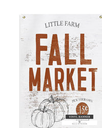 Fall Market Farmhouse Patio Decor - Outdoor Vinyl Banner Sign