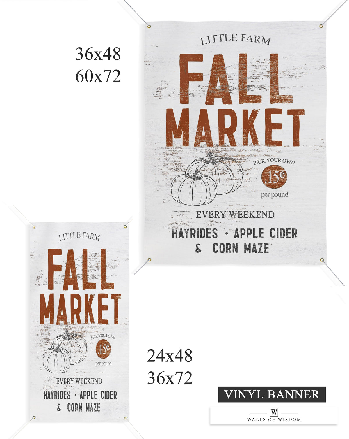 Fall Market Farmhouse Patio Decor - Outdoor Vinyl Banner Sign