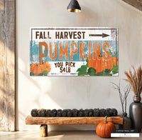 Fall Harvest Pumpkins Canvas Wall Art - Vintage Farmhouse Decor - Western Fall Decor