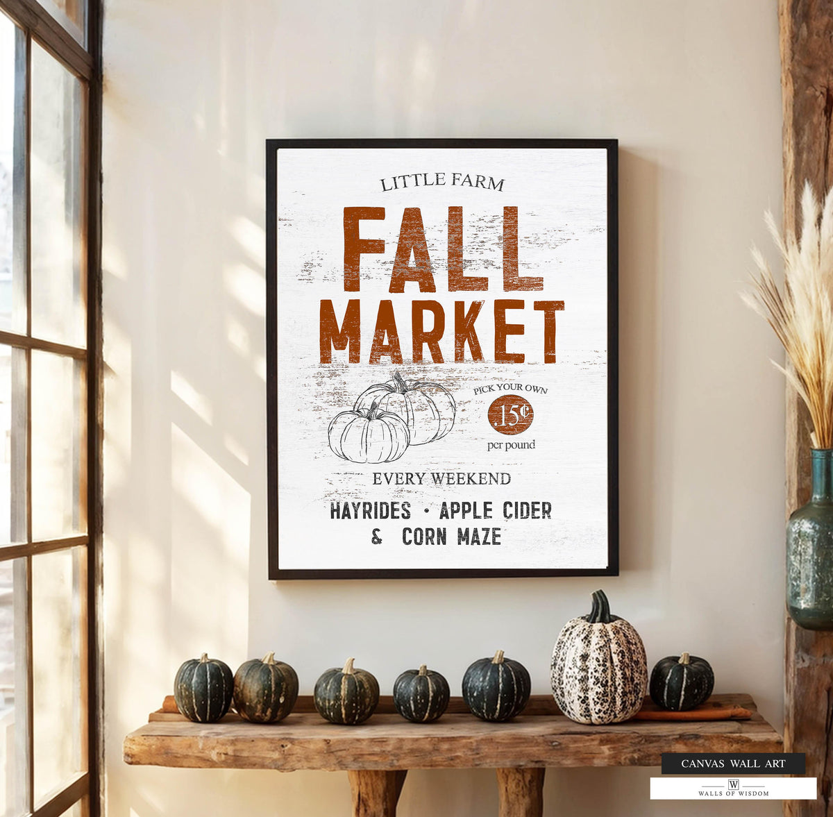 Warm Cozy Western Fall Wall Art - Autumn Market Poster Print