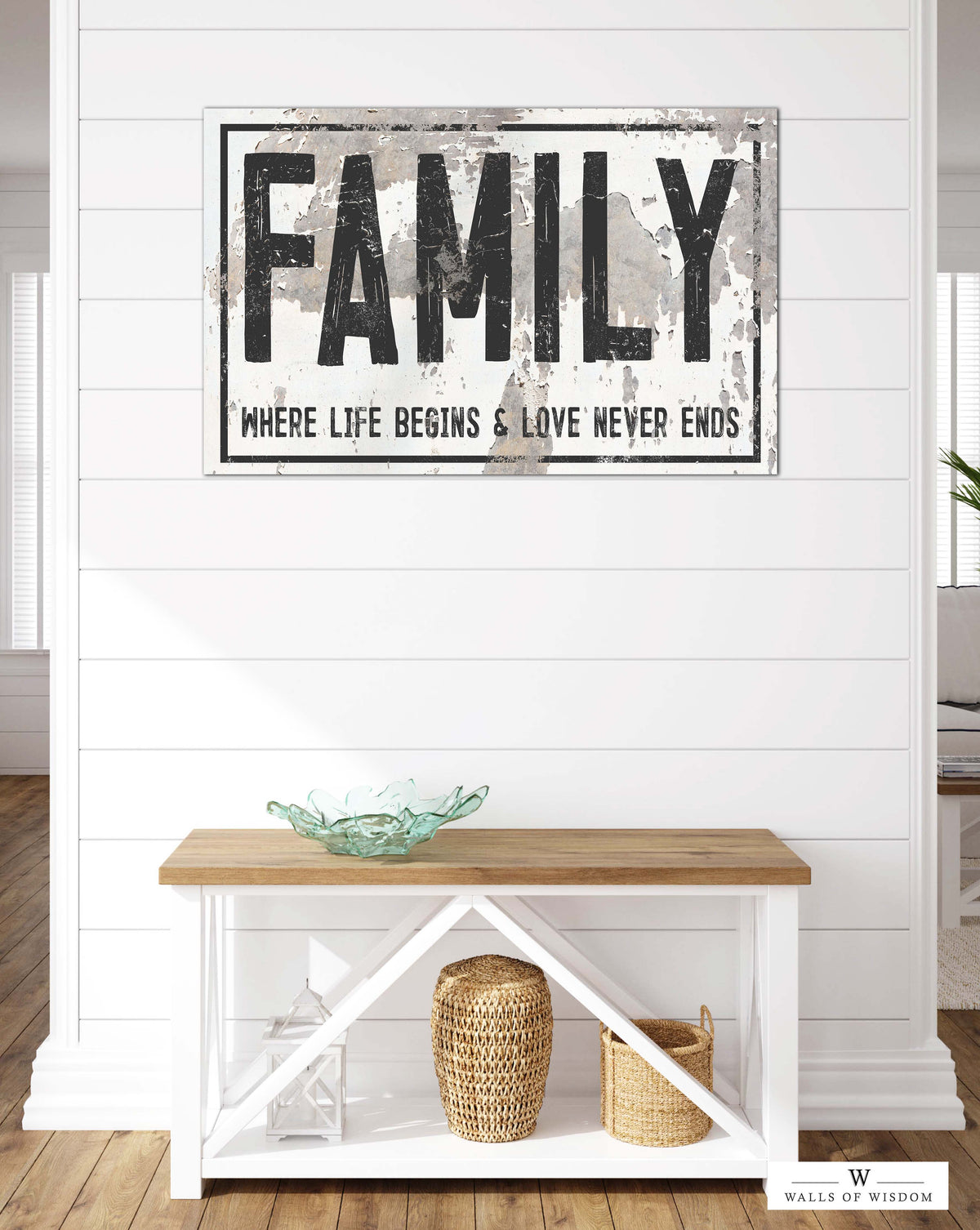 Chippy Family Sign - Where Life Begins Farmhouse Wall Art - Rustic Canvas Print