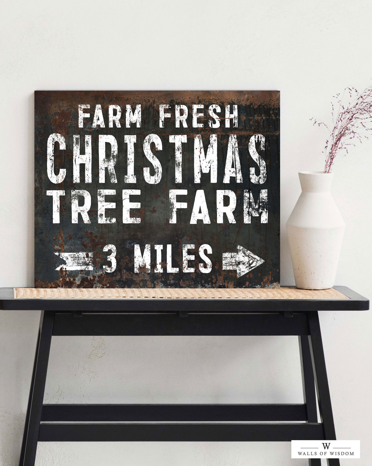 Farm Fresh Christmas Trees Farmhouse Canvas Wall Art -  Vintage Holiday Signs
