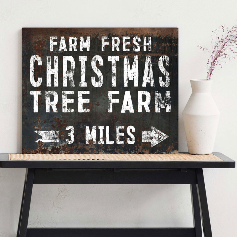 Farm Fresh Christmas Trees Farmhouse Canvas Wall Art -  Vintage Holiday Signs