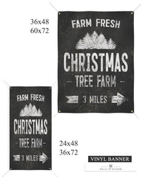 Rustic Tree Farm Christmas Sign - Outdoor Patio Vinyl Banner