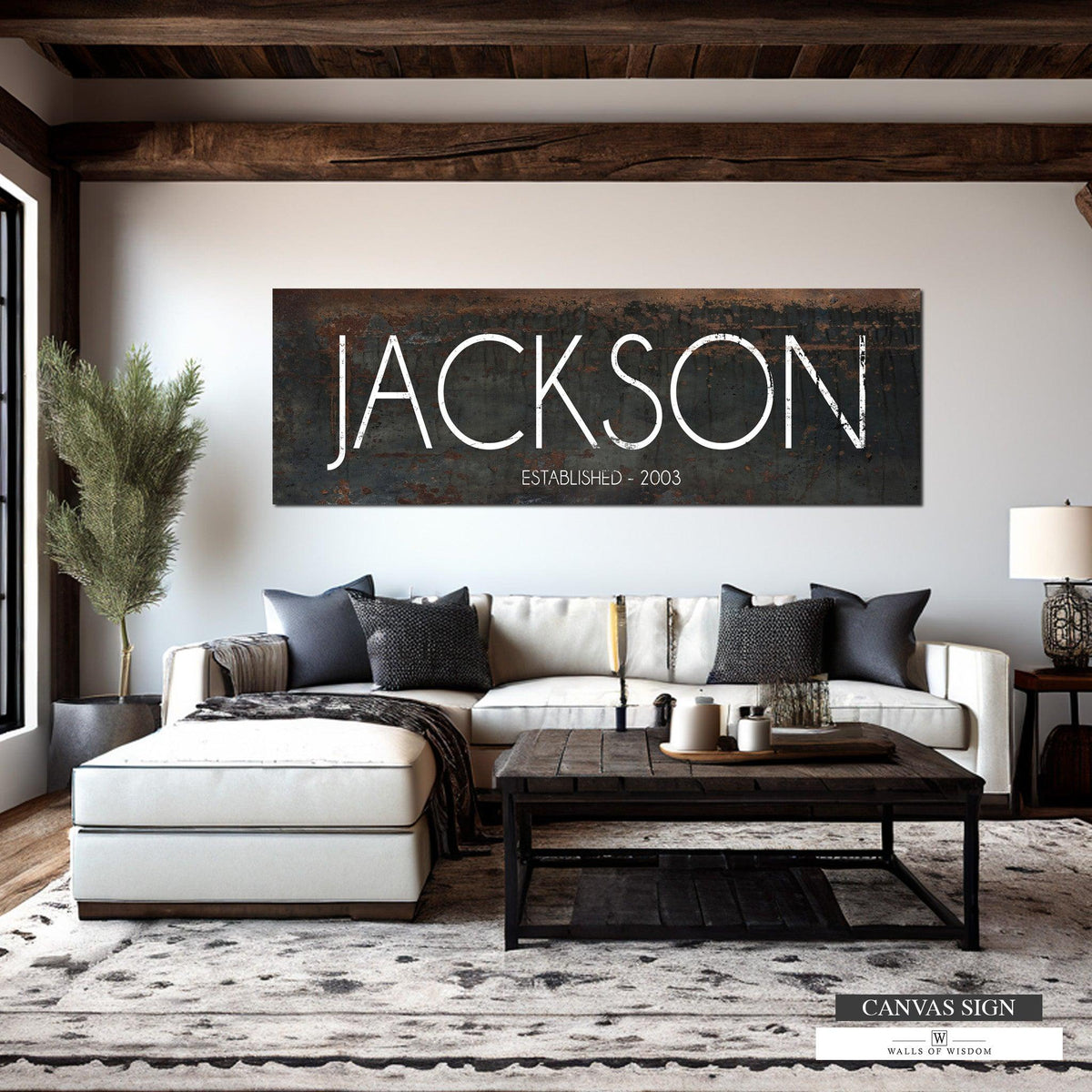 Black Personalized Farmhouse Name Canvas Wall Art NLSC0127