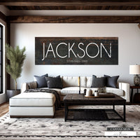 Black Personalized Farmhouse Name Canvas Wall Art NLSC0127